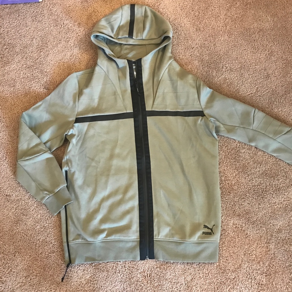 NWT PUMA light green zip up hoodie with arm panel